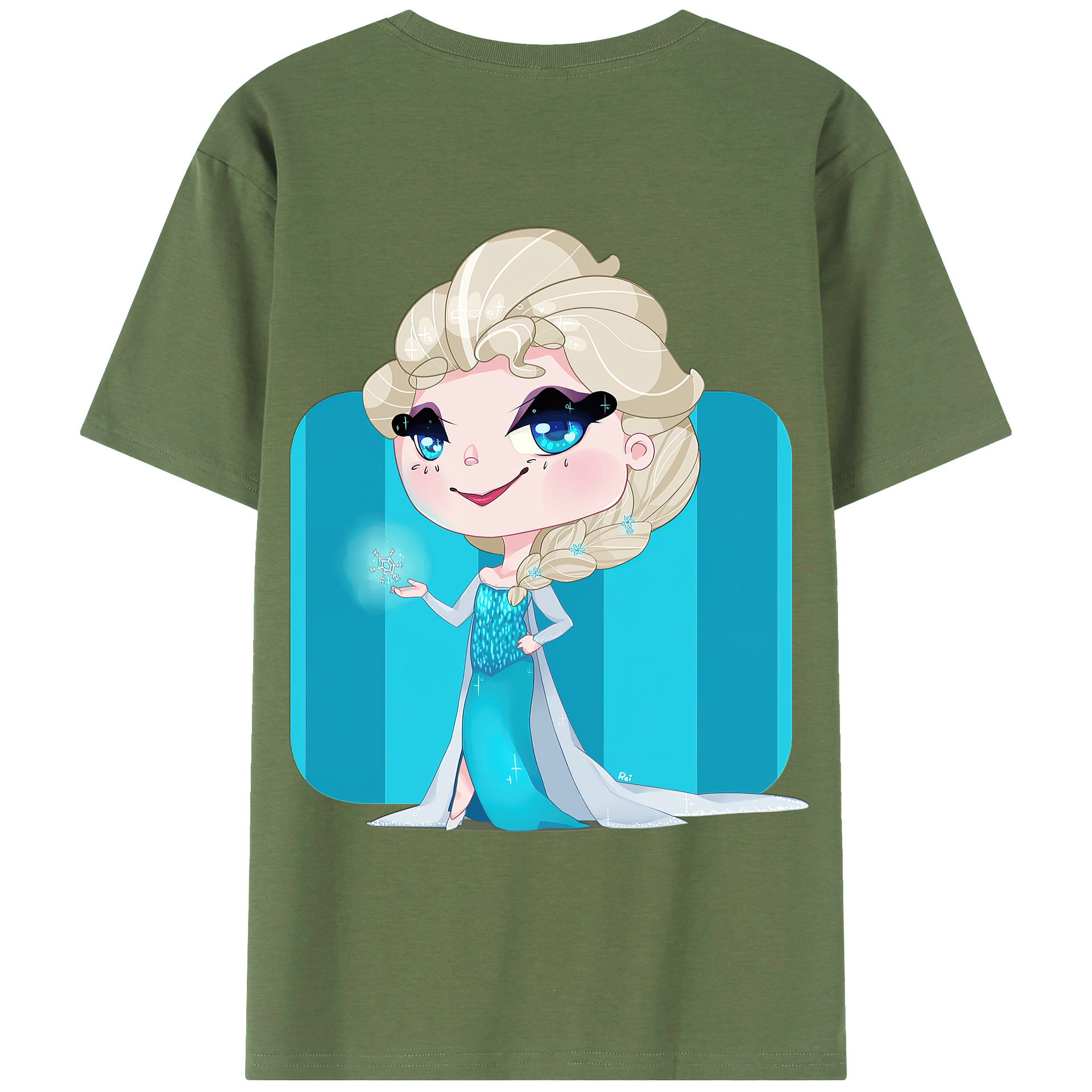 （画像用） アナと雪の女王 アンナ エルサ Frozen Anna Elsa 綿100％ メンズ半袖Tシャツ（バックプリント） 通気性